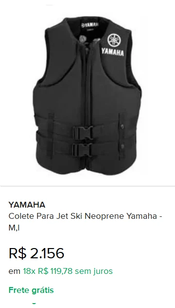 Colete Para Jet Ski Neoprene Yamaha M l