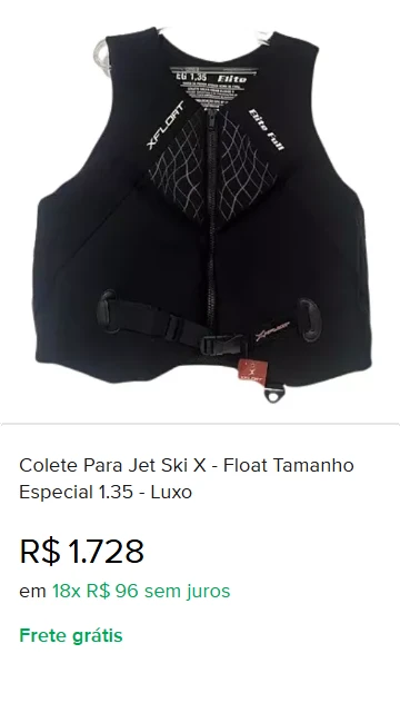 Colete Para Jet Ski X - Float Tamanho Especial 1.35 - Luxo