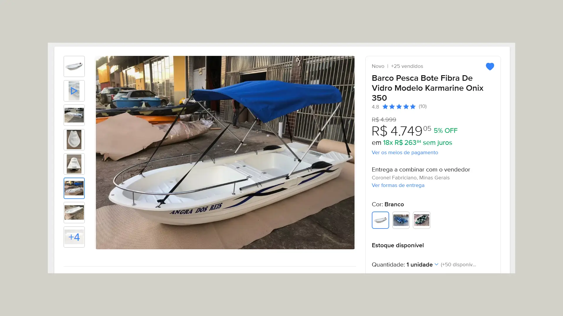 Barco Pesca Bote Fibra De Vidro Modelo Karmarine Onix 350 Tipo PANGA