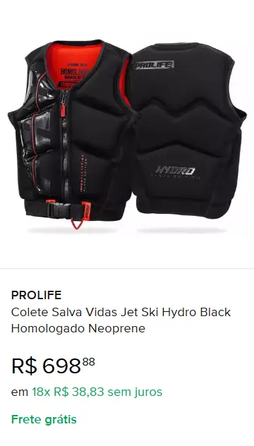 colete homologado hidro neoprene