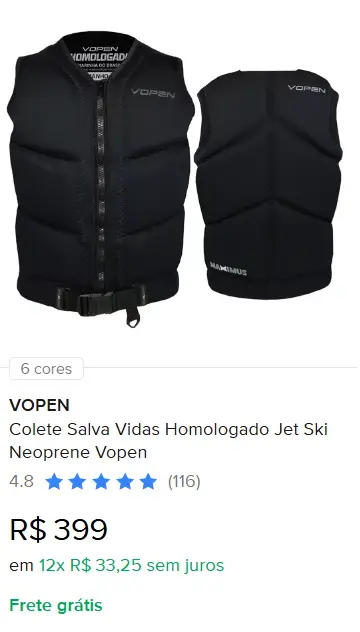 colete salva vidas jet ski neoprene vopen