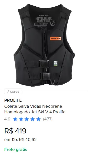 colete salva vidas neoprene prolife