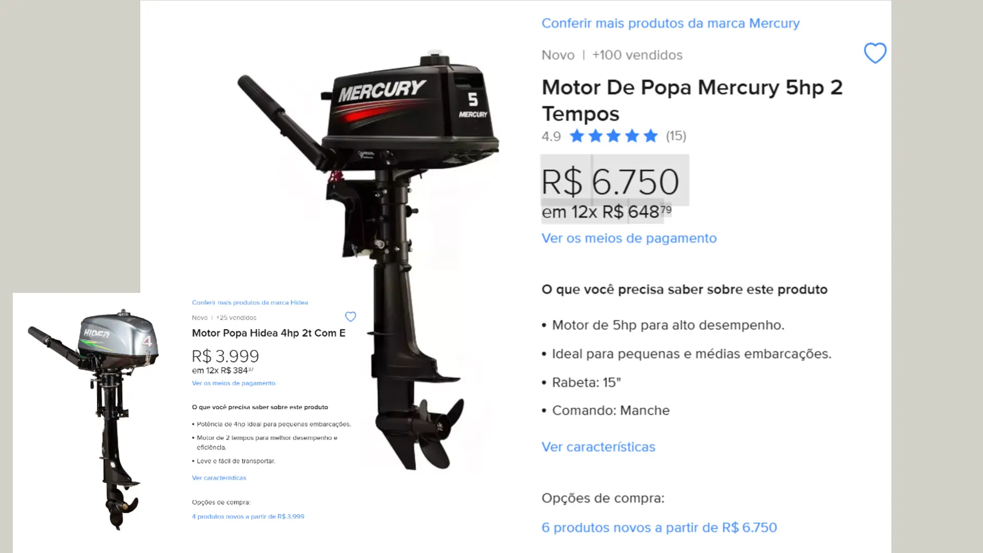 Motores para Barcos – Motor de popa 2t, 4t, elétrico, de centro