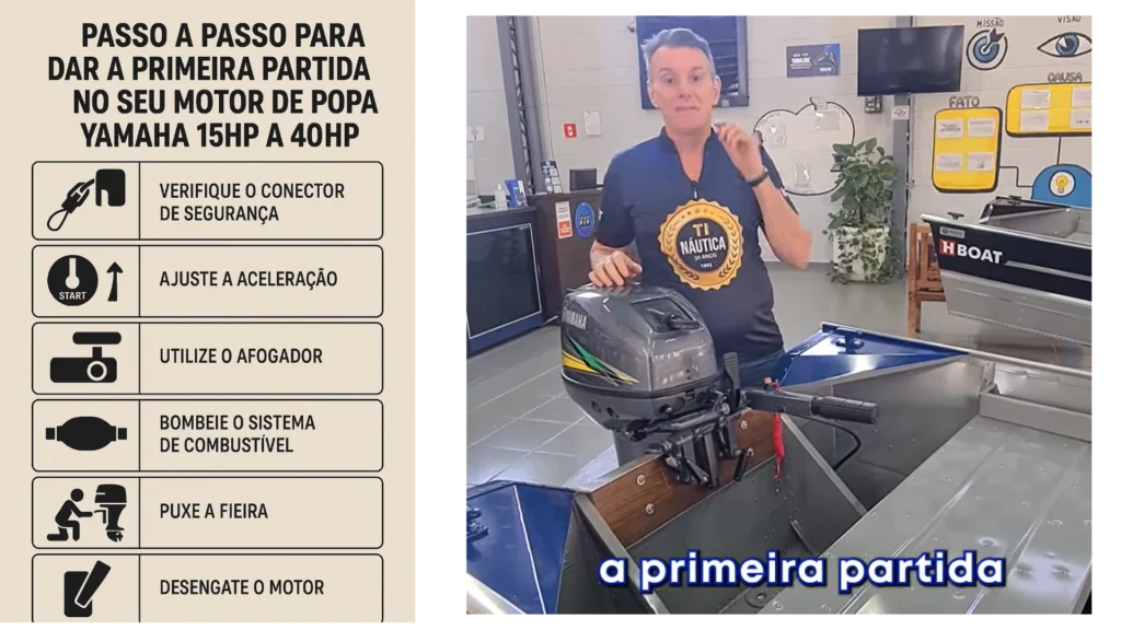 primeira partida do motor de popa