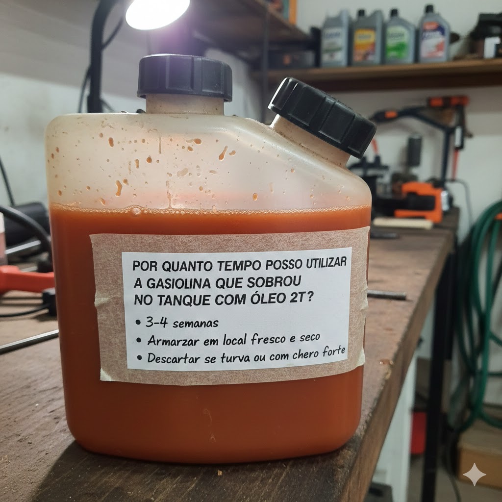 Por quanto tempo posso utilizar a gasolina que sobrou no tanque com óleo 2t?