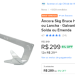 Âncora 5kg Bruce HW para Barco ou Lancha - Galvanizada sem Solda ou Emenda
