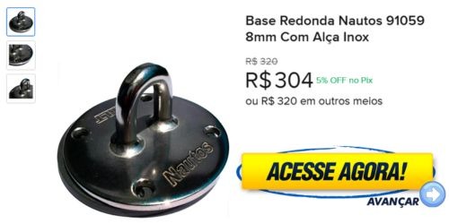 Base Redonda Nautos 91059 8mm Com Alça Inox