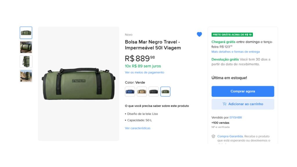 Bolsa Mar Negro Travel 50L