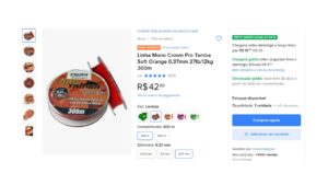 Carretel de linha monofilamento Crown Pro Tamba Soft cor laranja