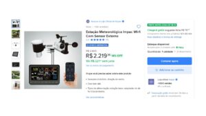 Console digital da estação meteorológica Impac exibindo dados climáticos