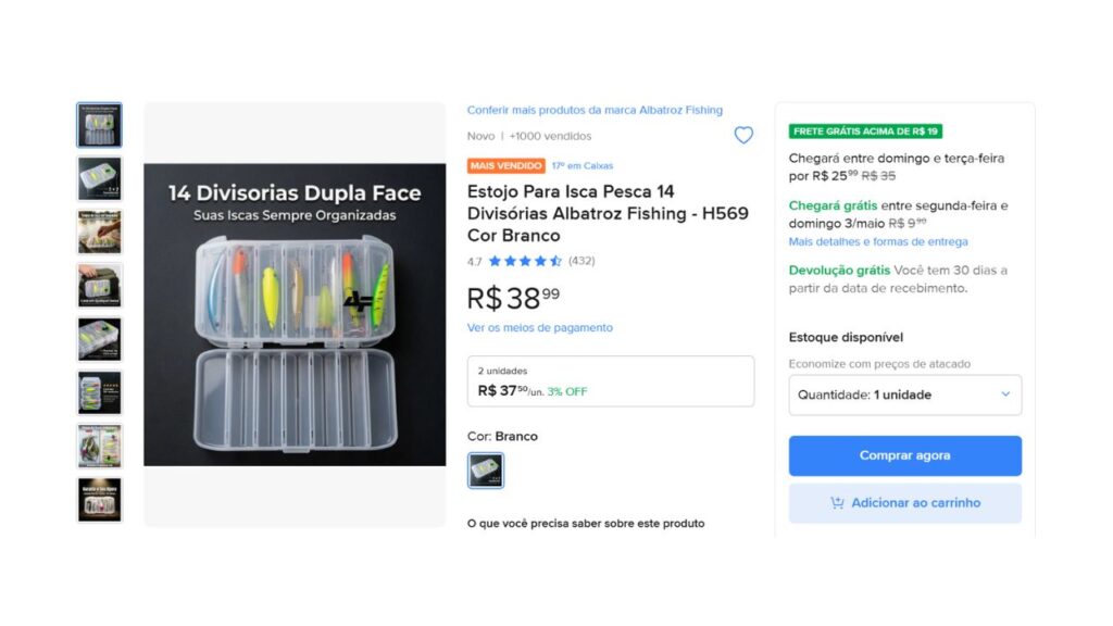 Estojo para iscas artificiais Albatroz Fishing H569 com 14 divisórias