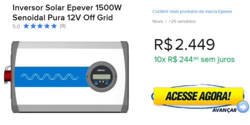 Inversor Solar Epever 1500W Senoidal Pura 12V Off Grid