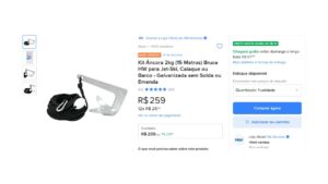 Kit âncora Bruce 2kg com 15 metros de cabo para embarcações pequenas