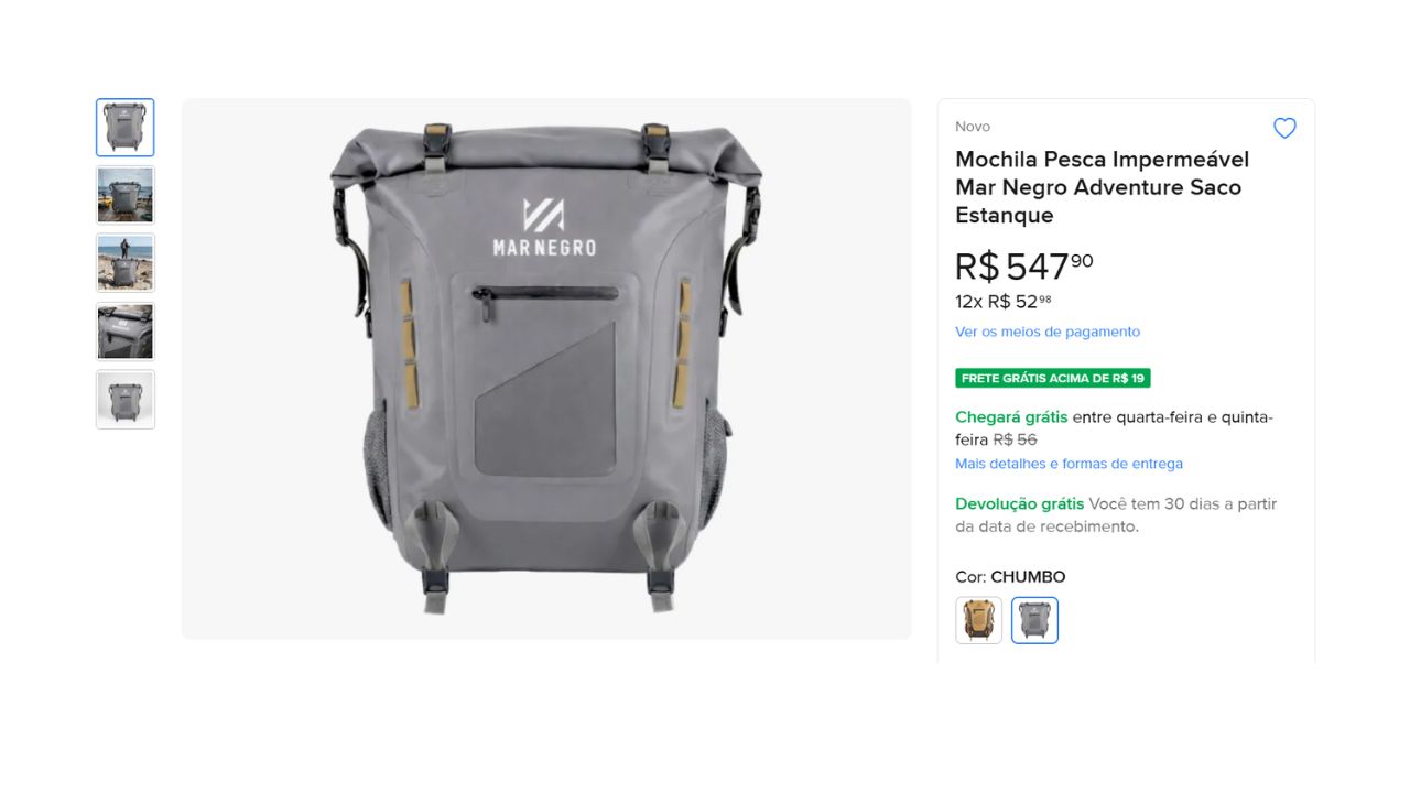 Mochila Pesca Impermeável Mar Negro