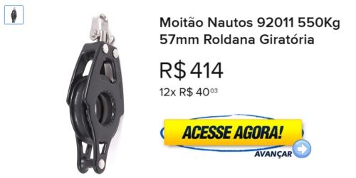 Moitão Nautos 92011 550Kg 57mm Roldana Giratória