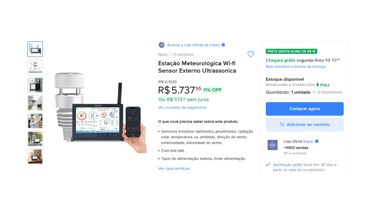 Estação Meteorológica Ultrassônica Wi-Fi: Alta Tecnologia para Monitoramento Climático